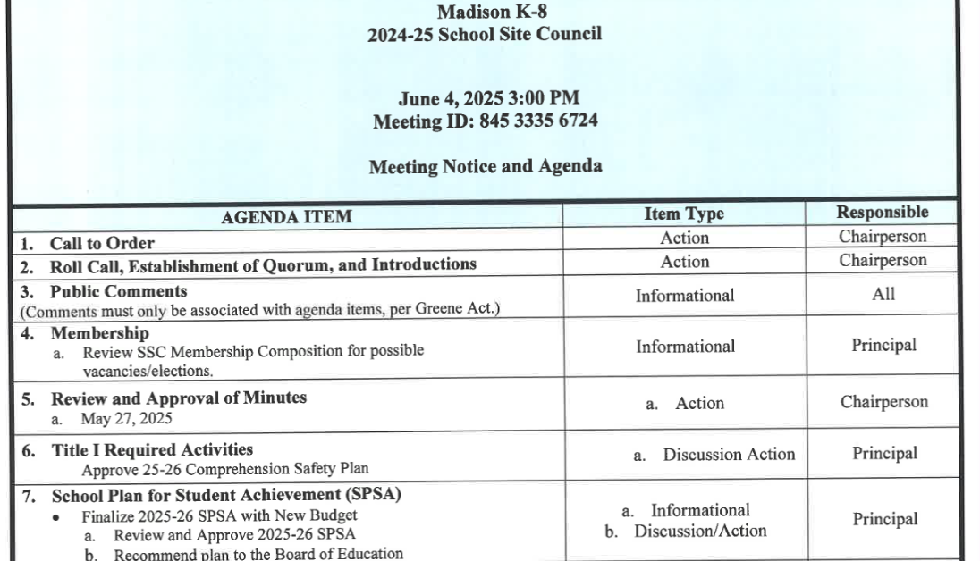  Emergency SSC Meeting on June 4th at 3:00 PM Hybrid